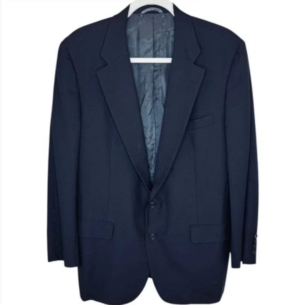 Hickey Freeman Wool Blazer 44R 44 Regular Dark Navy Blue Sport Coat Jacket Boyds
